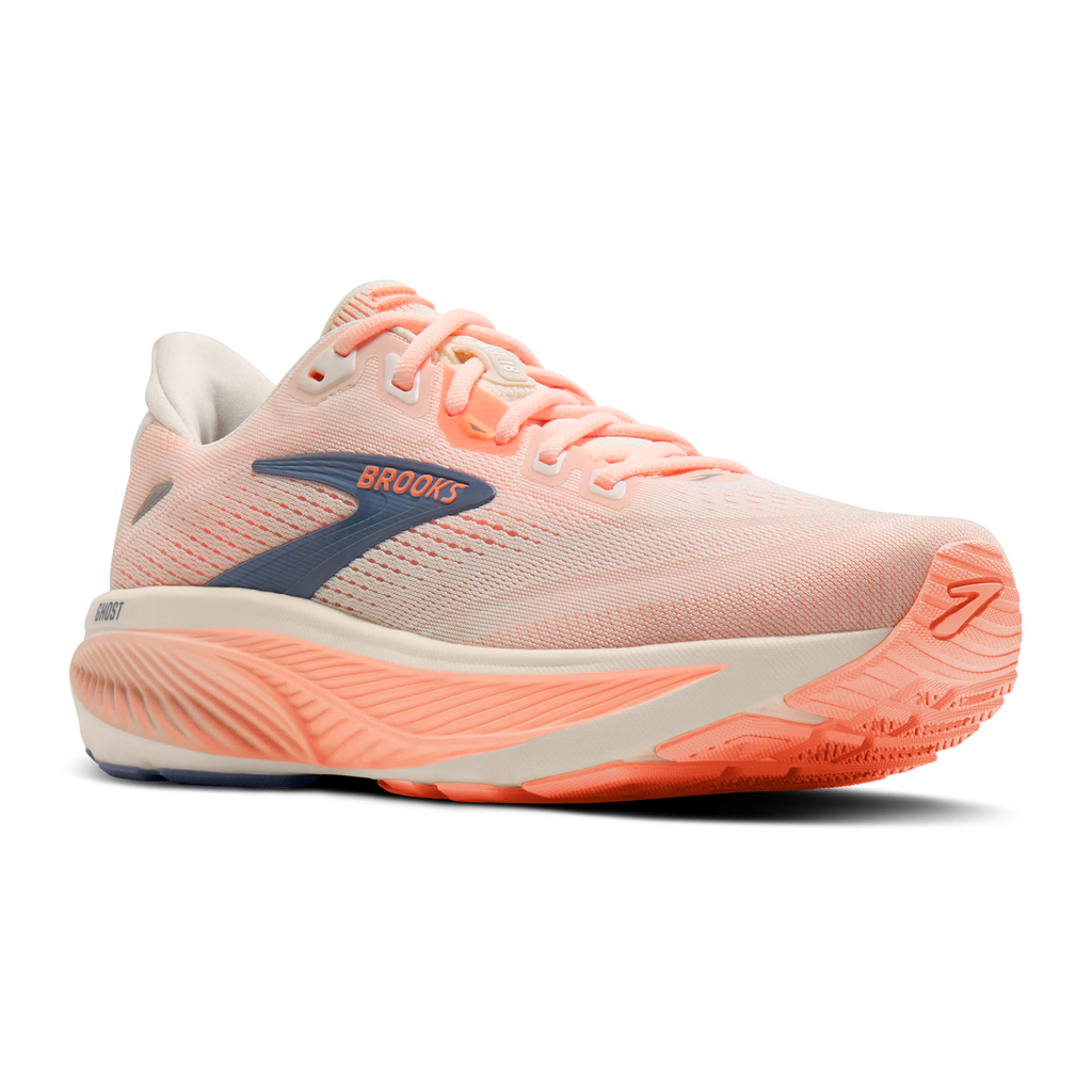 Brooks Ghost 18 Running Shoe Women's - Star White/Cyber Peach/Grey