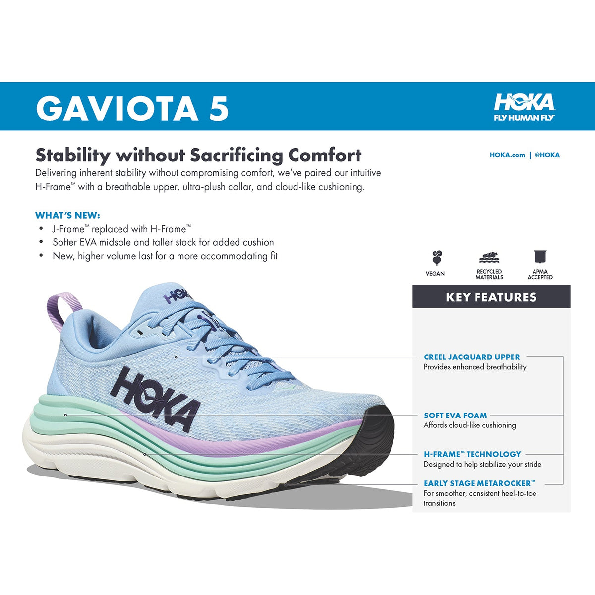 HOKA Gaviota 5 Women's Running Shoes Harbor Mist/Rose Gold Mesh