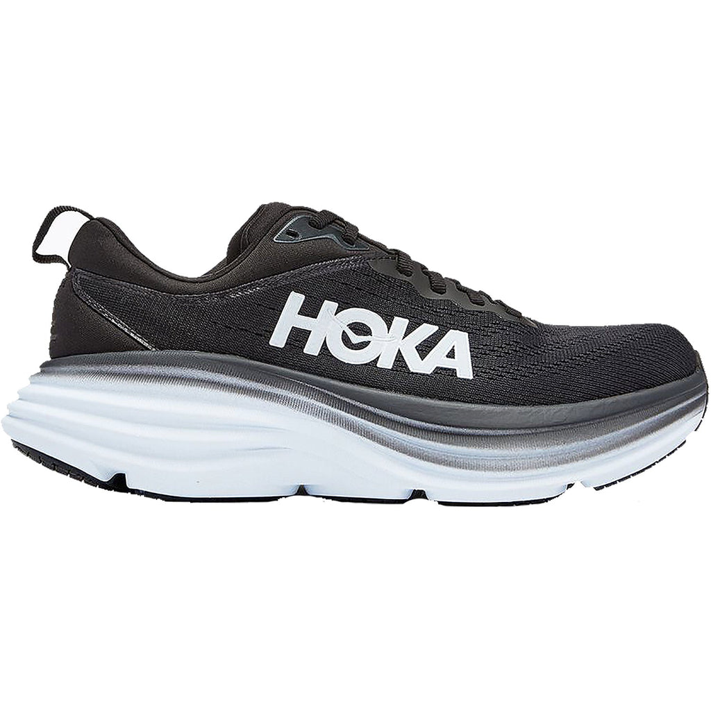 HOKA Bondi 8 Women's Road Running Shoes Black/White Mesh