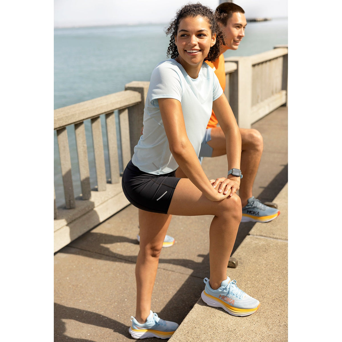 HOKA Bondi 8 Women's Road Running Shoes Black/White Mesh