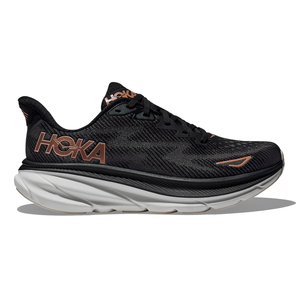 HOKA Clifton 9 - Black - Rose Gold Women's Running Shoes
