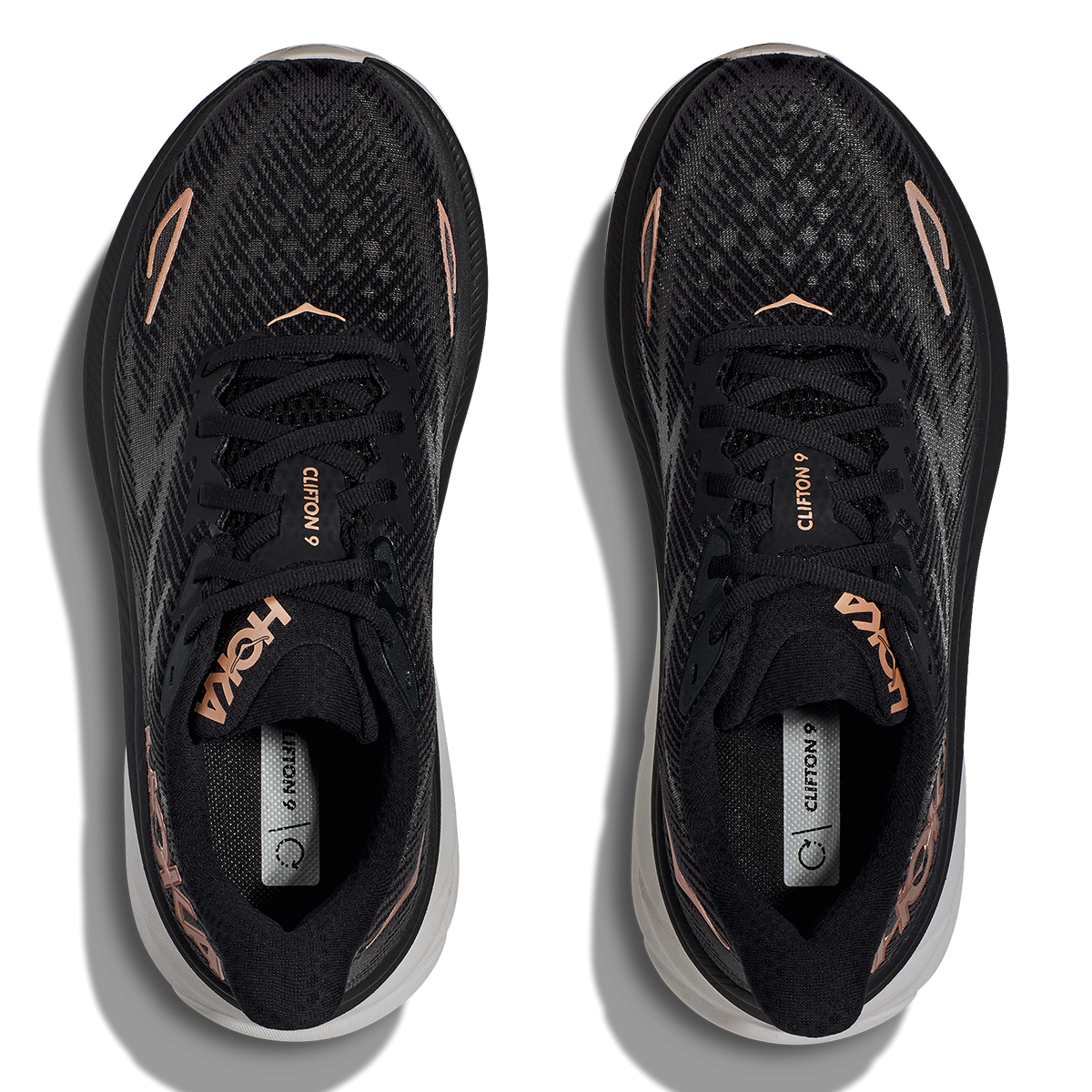 HOKA Clifton 9 - Black - Rose Gold Women's Running Shoes